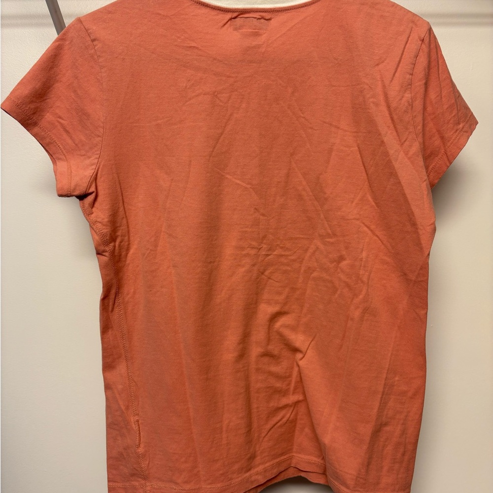 Polo Ralph Lauren women's pink cotton graphic t-shirt with a white ringer collar - Picture 6 of 7